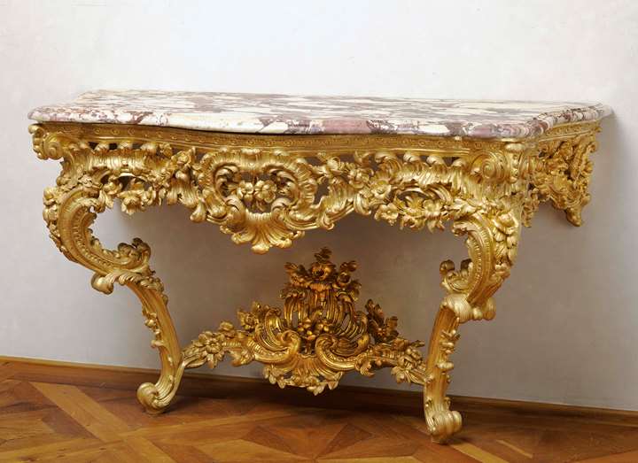 A German Rococo giltwood console 